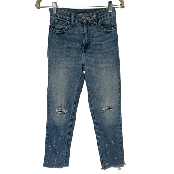 Urban Outfitters BDG Girlfriend High Rise Distressed Jeans w/ Paint Splatter - Picture 2 of 10